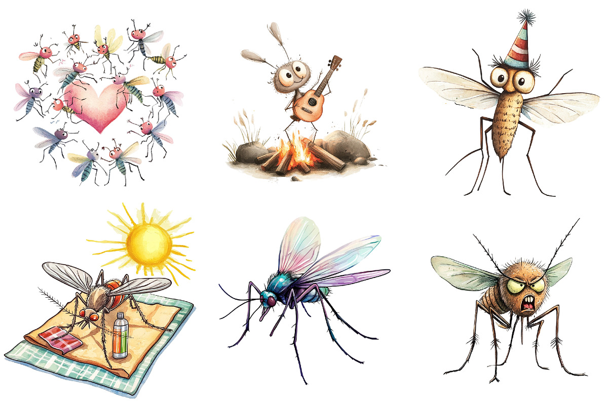 Summer Mosquitoes Clipart, an Illustration by Watercolor design (Photo 5 of 5)