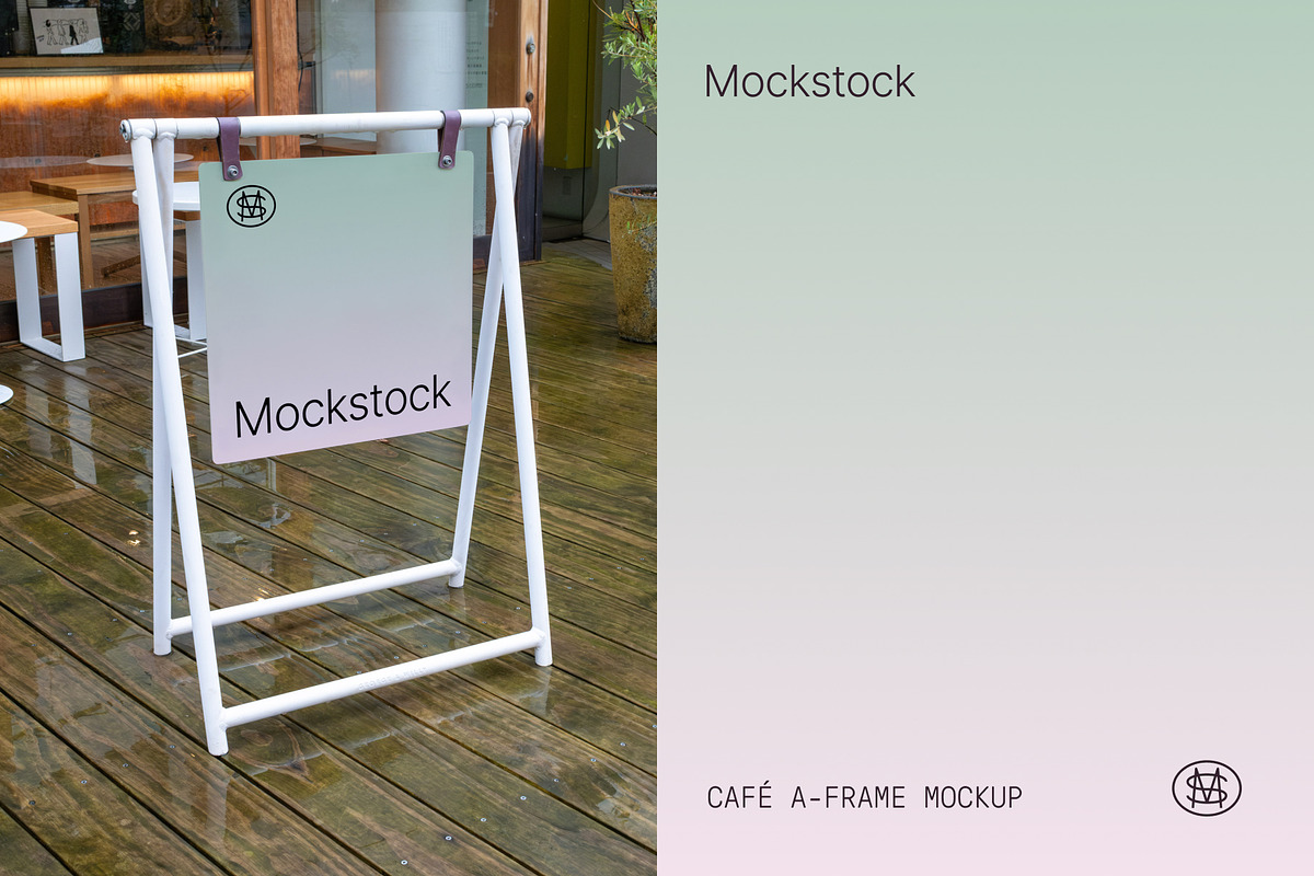 Cafe A-frame Mockup, an Advertising Mockup by mockstock (Photo 1 of 2)