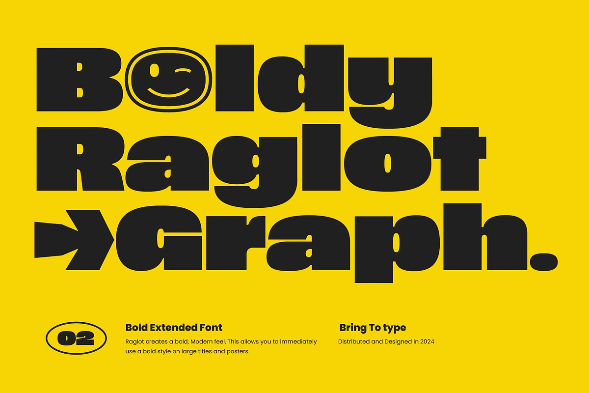 Raglot - Bold Extended Font, a Font by Bring To Type (Photo 1 of 9)