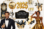 Black & Gold New Years Party Clipart, an Illustration by NadiaTheronArt (Thumbnail 1 of 5)