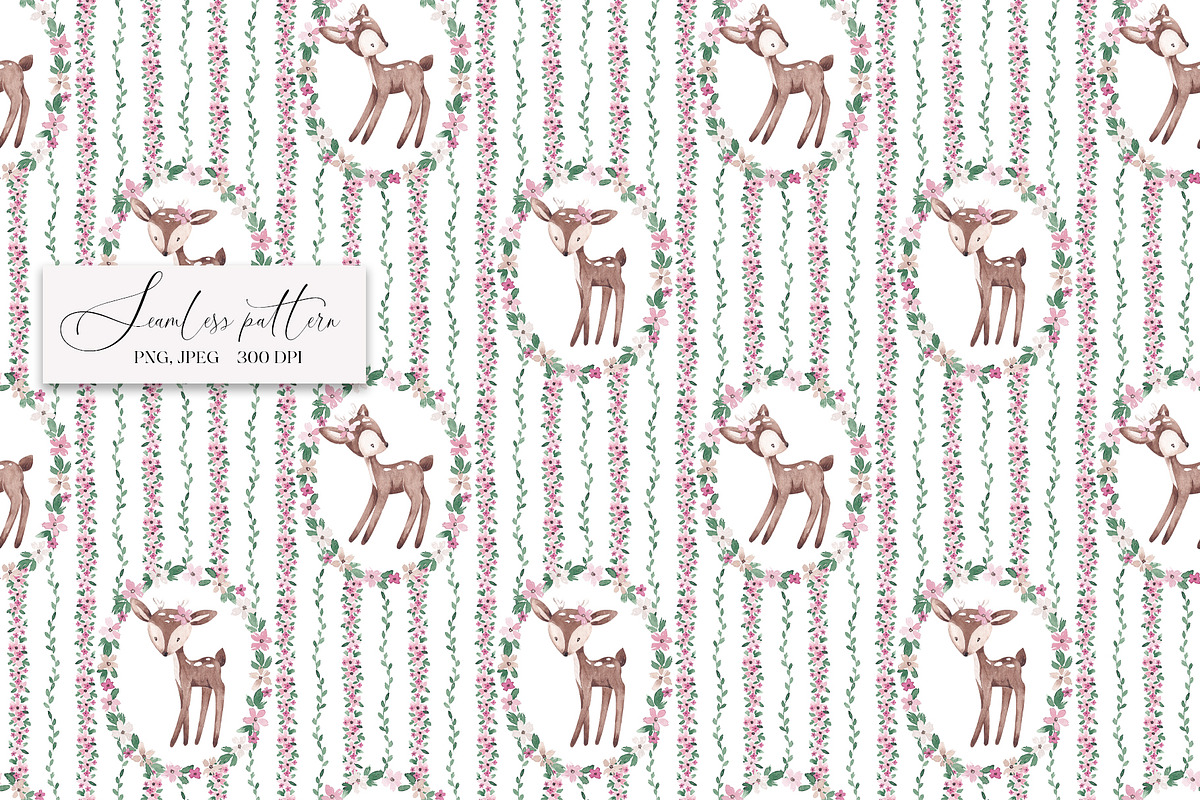 Cute Deers Card and Pattern, a Pattern Graphic by SirenaArt (Photo 3 of 13)