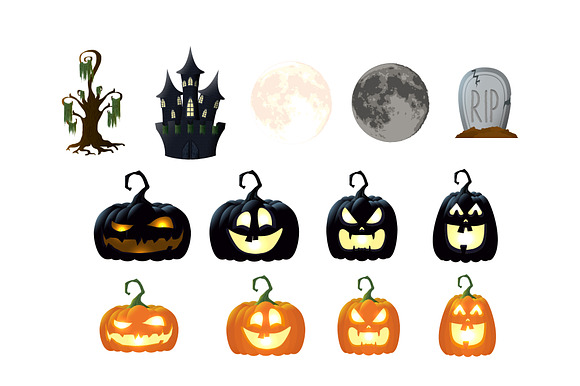 Haunted Halloween Illustration Set preview 2