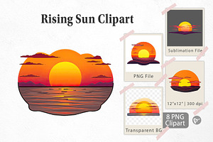 Rising Sun Clipart, a Graphic by Artnoy