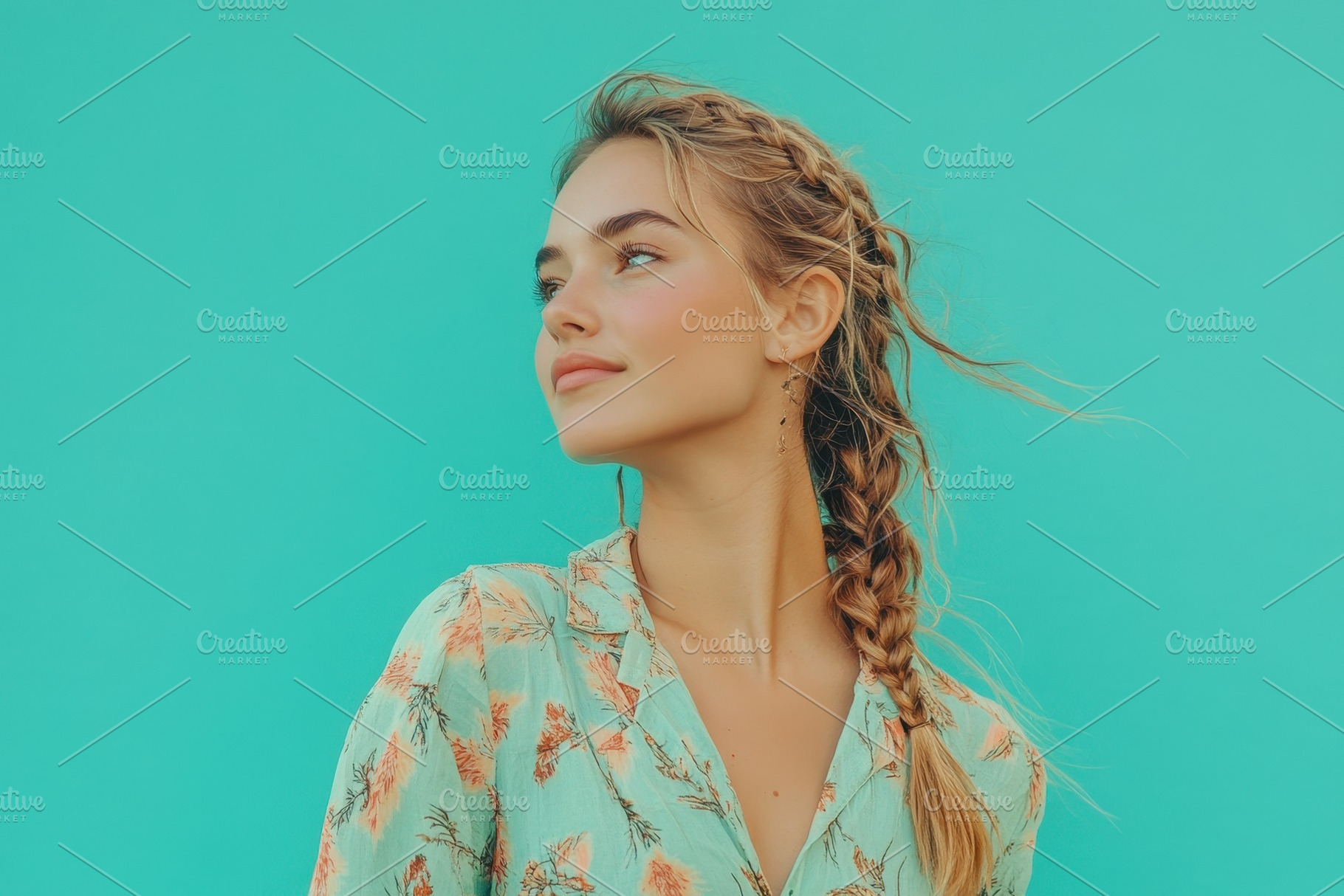 Confident young woman with braided, a Photo by Pavel_design