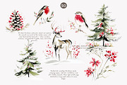 Festive red Christmas watercolor set, a Decorative Illustration by Patishop Art (Thumbnail 3 of 9)
