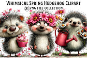 Whimsical Spring Hedgehog Clipart, an Illustration by Dream Creation (Thumbnail 1 of 7)