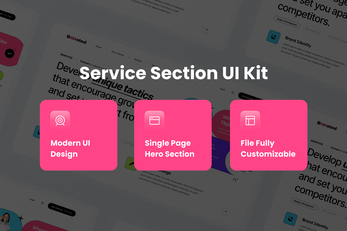 Boosted Service Section UI Template, a Templates & Theme by SquidPixey (Photo 3 of 3)