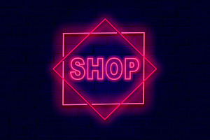 Shop Neon Sign PSD Editable Text Eff
