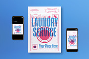 Blue Risograph Laundry Service Flyer, a Flyer Template by graphicook (Thumbnail 1 of 3)