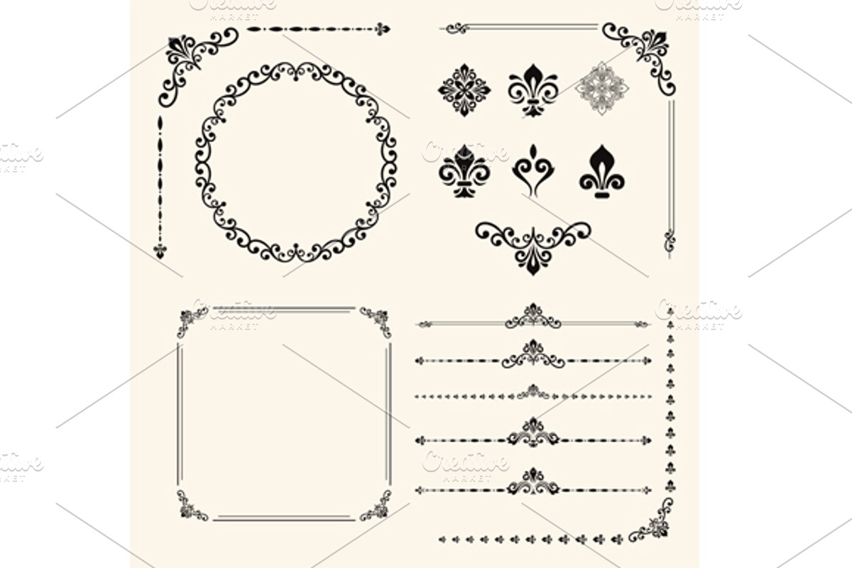 Vintage Set of Vector Elements, a Pattern Graphic by FineArtStudio (Photo 1 of 3)