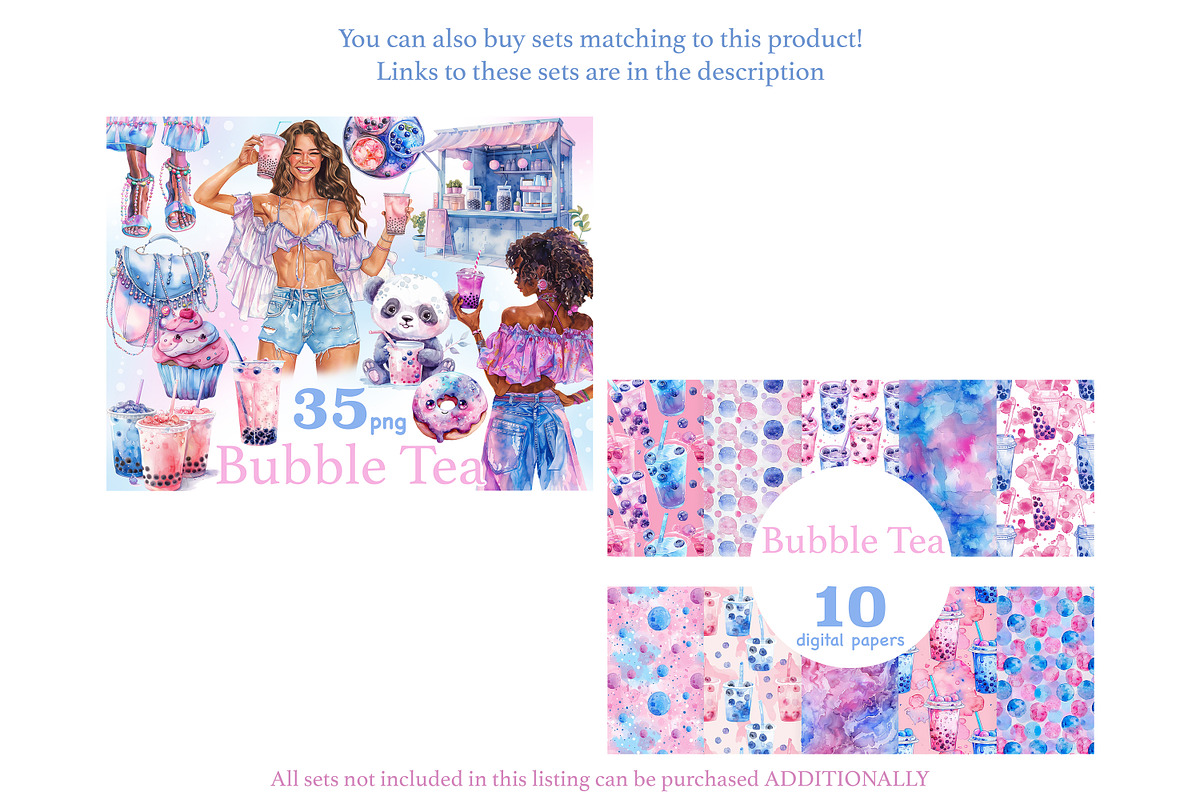 Bubble Tea Digital Paper, a Pattern Graphic by GlamArtZhanna (Photo 2 of 4)