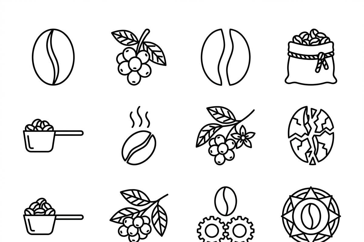 Bundles Set Coffee Roastery Icons, an Outline Icon by adenpinkstore (Photo 5 of 12)