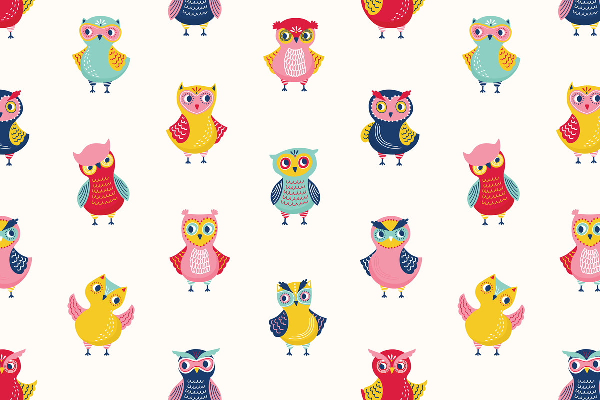 Cute owls seamless patterns, a Pattern Graphic by Good Studio (Photo 4 of 10)