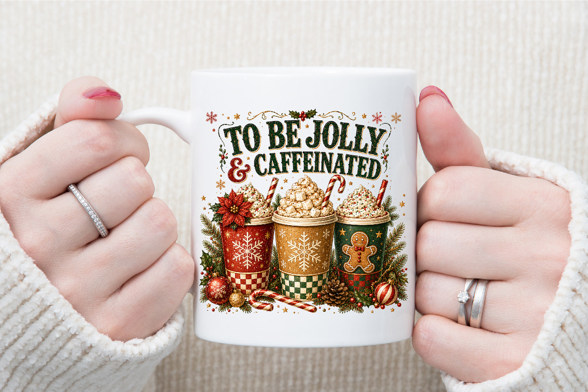 Jolly & Caffeinated Coffee Christmas, a Seasonal Illustration by Sublimation Artist (Photo 7 of 9)