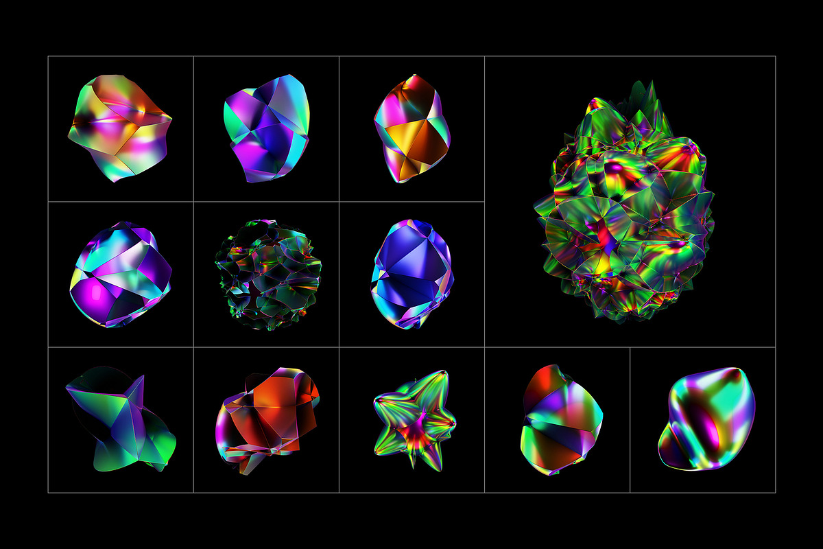 50 Holographic 3D Abstract Shapes, an Object Graphic by assetpro.design (Photo 9 of 12)