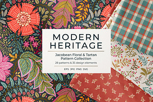 Jacobean Floral & Tartan Patterns, a Pattern Graphic by Sonulkaster
