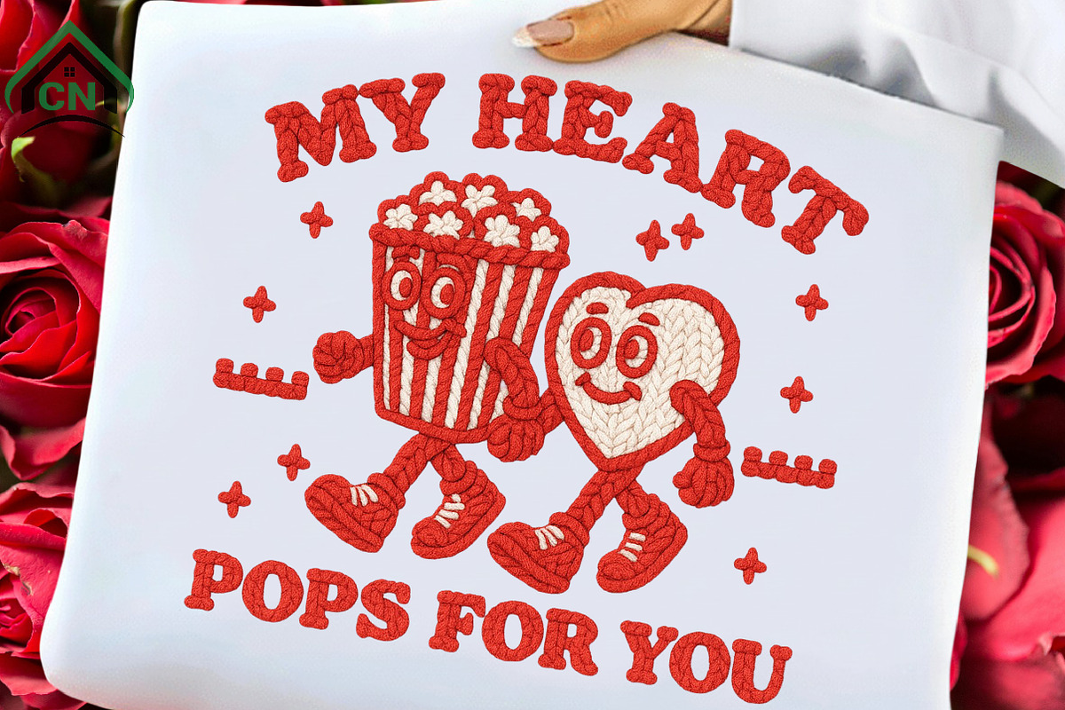 Knitted Popcorn & Heart Png, an Illustration by Craft Nest (Photo 1 of 7)