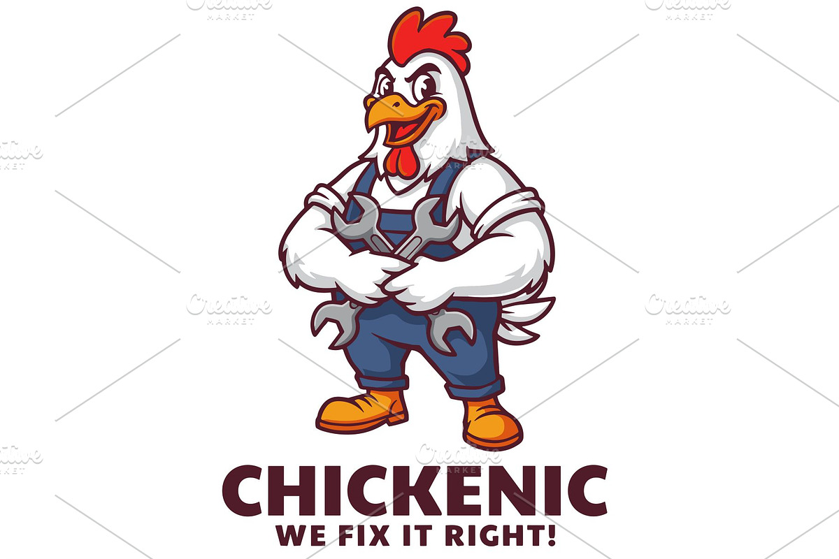 Chickenic Repair Mascot Logo Design, an Animal Illustration by Izdihaar_Studio (Photo 1 of 3)