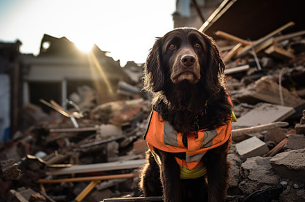 Portrait of a dog in a yellow rainco, a Photo by Iftikhar Alam