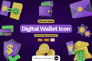 3D Digital Wallet Icon