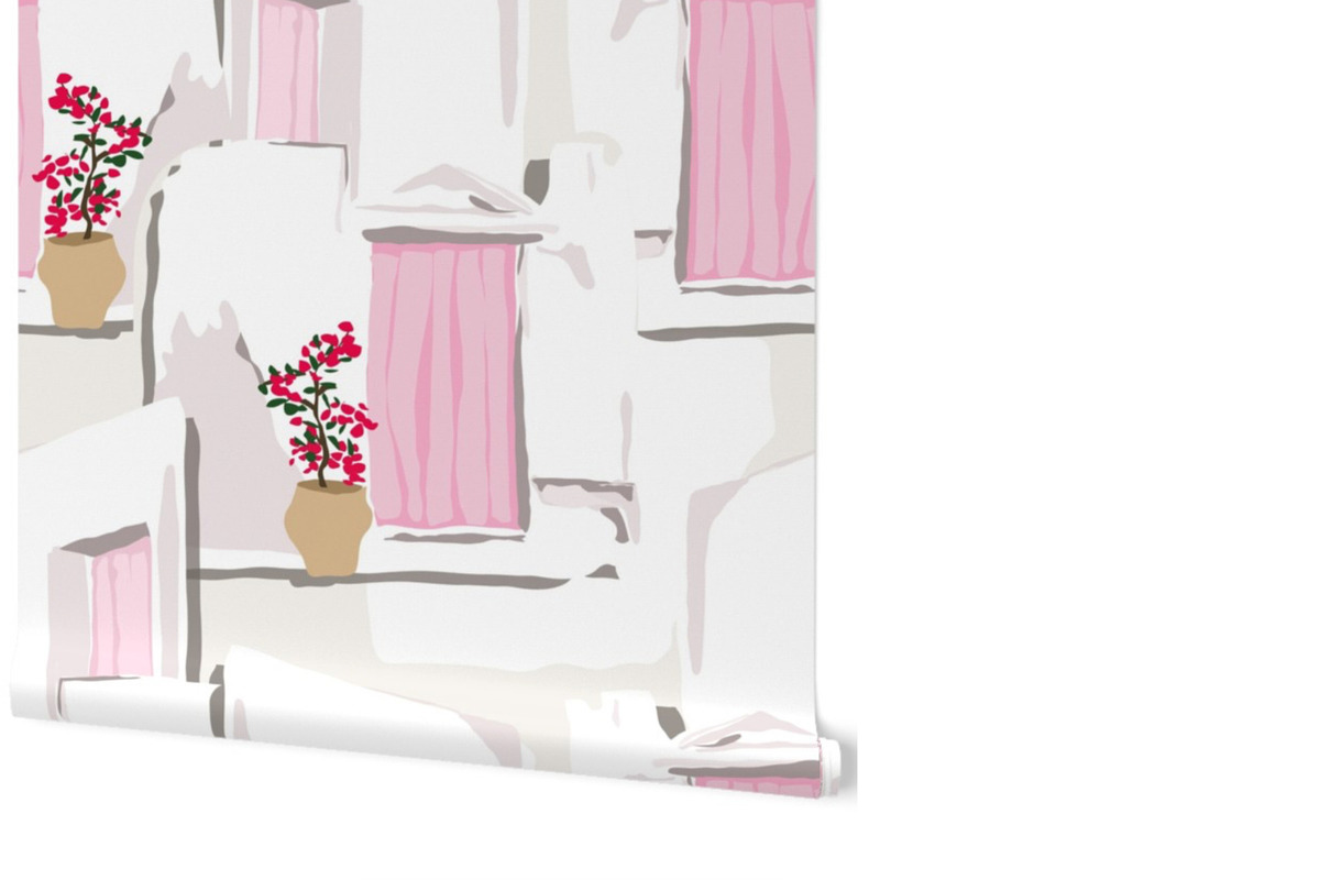 Mediterranean pink houses island, a Pattern Graphic by Cotton Melon pattern Shop (Photo 5 of 6)