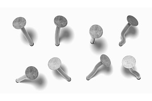 Nails hammered into wall 3d render, an Object 3D Model by Marozhkastudio