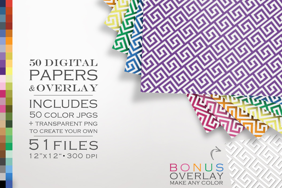 51 Piece Greek Key Digital Paper Kit