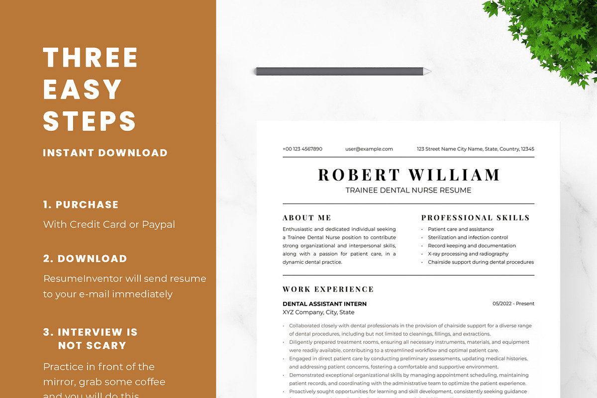 Trainee Dental Nurse Resume Template, a Resume Template by ResumeInventor (Photo 9 of 9)