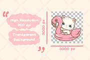 Kawaii White Cat Pink Summer Clipart, an Animal Illustration by Blumensdiary (Thumbnail 3 of 4)