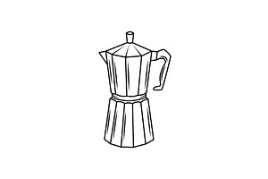 Geyser Coffee Maker Vector Line Icon