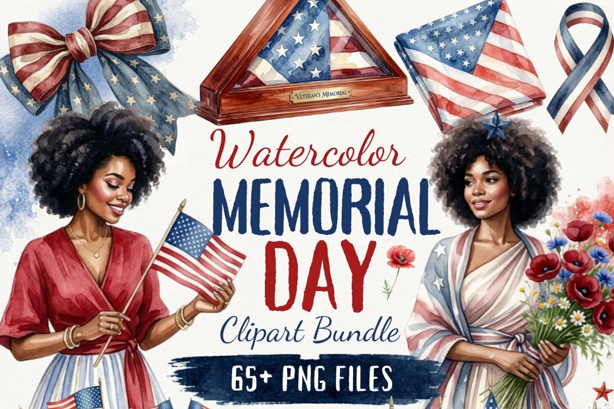 Watercolor Memorial Day Clipart, a Person Illustration by Tanya Kart (Photo 1 of 11)
