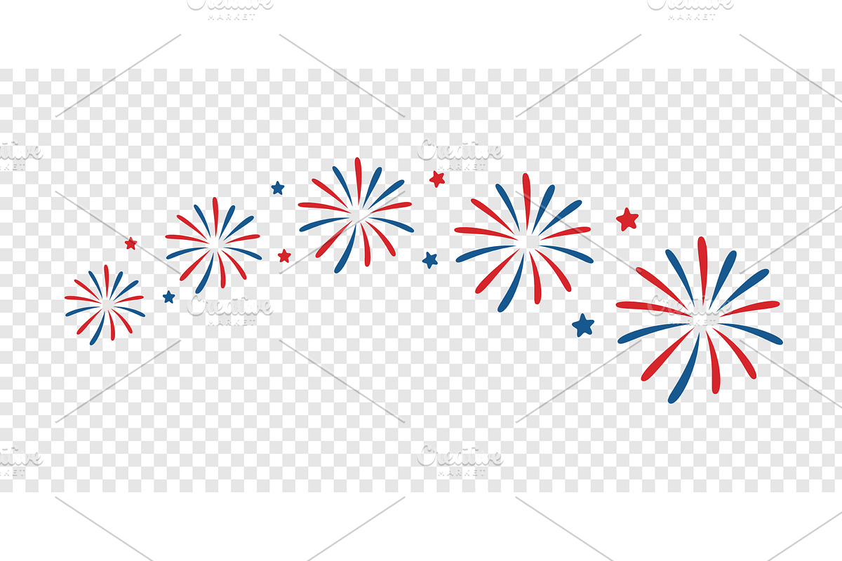 Red and blue firework burst with, an Object Illustration by GraphiShop