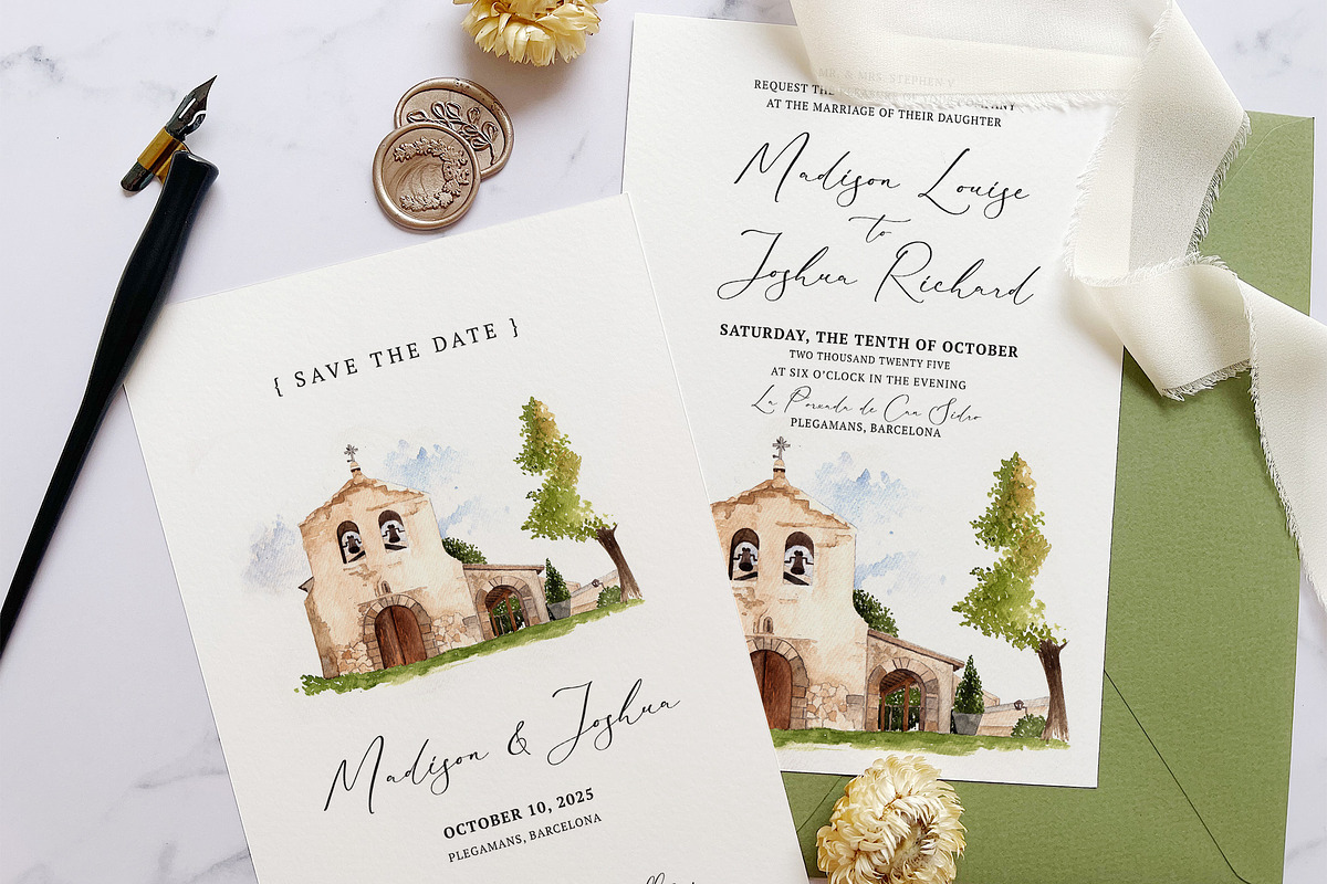 Rustic Church Wedding Invitation, an Invitation Template by BlueRobinDesignShop (Photo 1 of 6)
