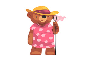 Cute Bear Character Wearing Pink