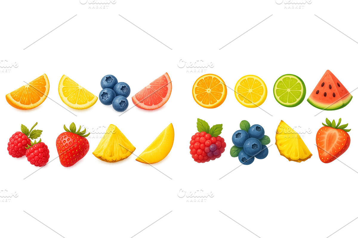 Brightly colored assortment of fresh, a Food Illustration by ZinetroN