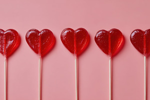 Pink heart lollipops, a Photo by Beautiful things