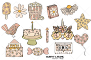 Groovy Retro Daisy Clipart Bundle, a Graphic by Murphy & Frank (Thumbnail 2 of 9)