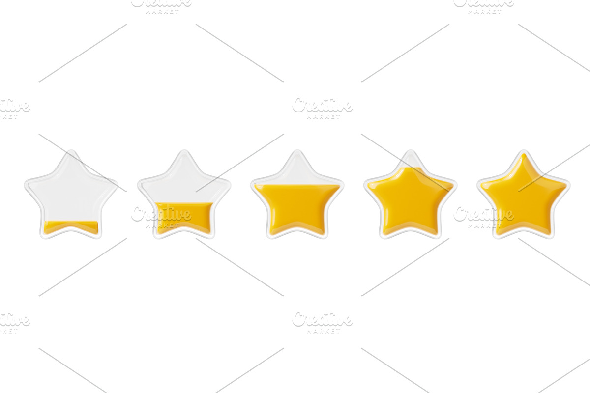 3D render set of rating stars, a Textures & Material 3D Model by art PVP - market
