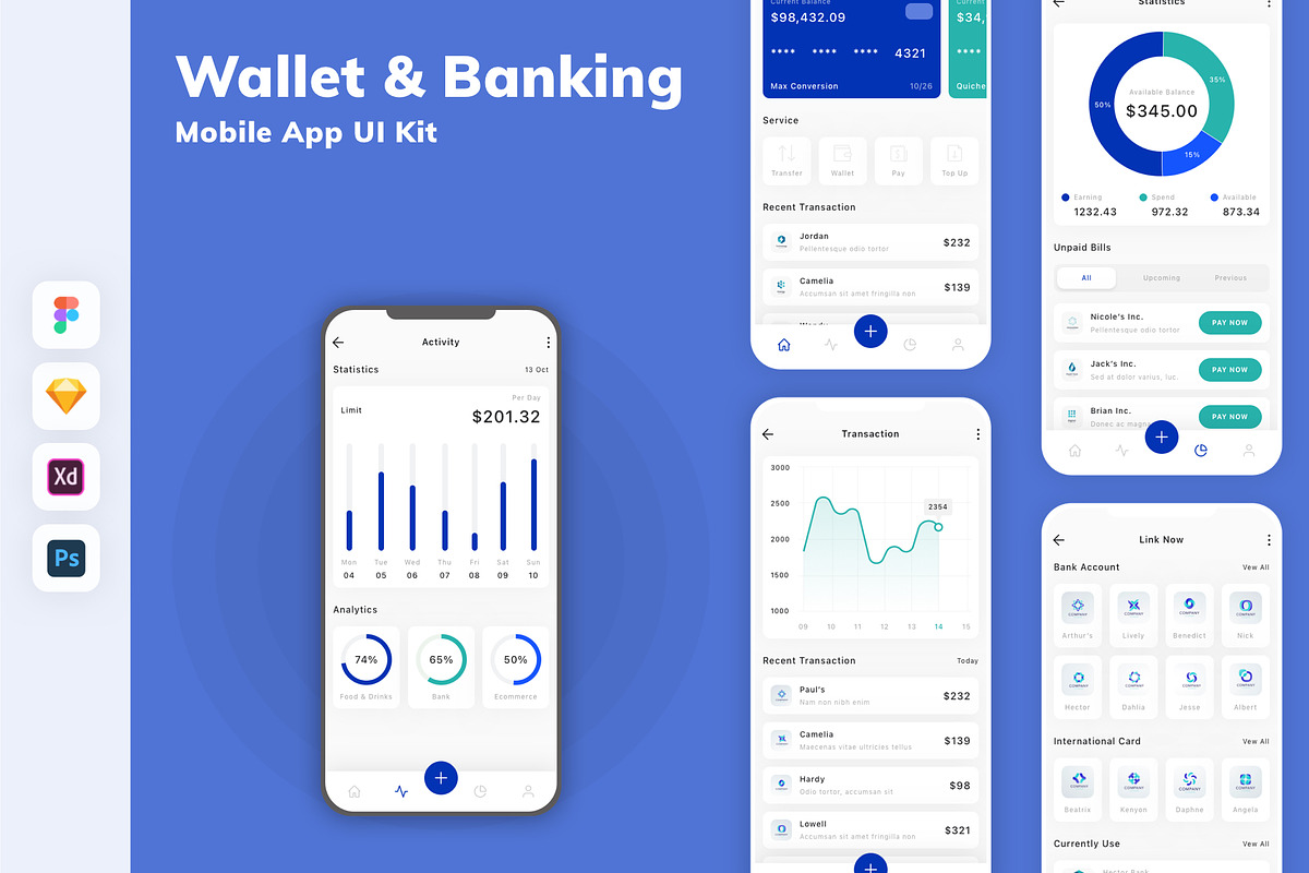 Wallet & Banking Mobile App UI Kit, an UI Kit Template by uicube