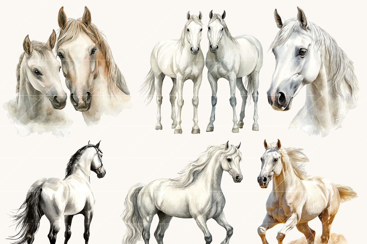 Watercolor Horses Clipart Bundle, an Animal Illustration by Design Scotch (Photo 2 of 8)