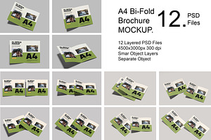 A4 Bi-Fold Brochure Mockup, an Advertising Mockup by safrizalstudio