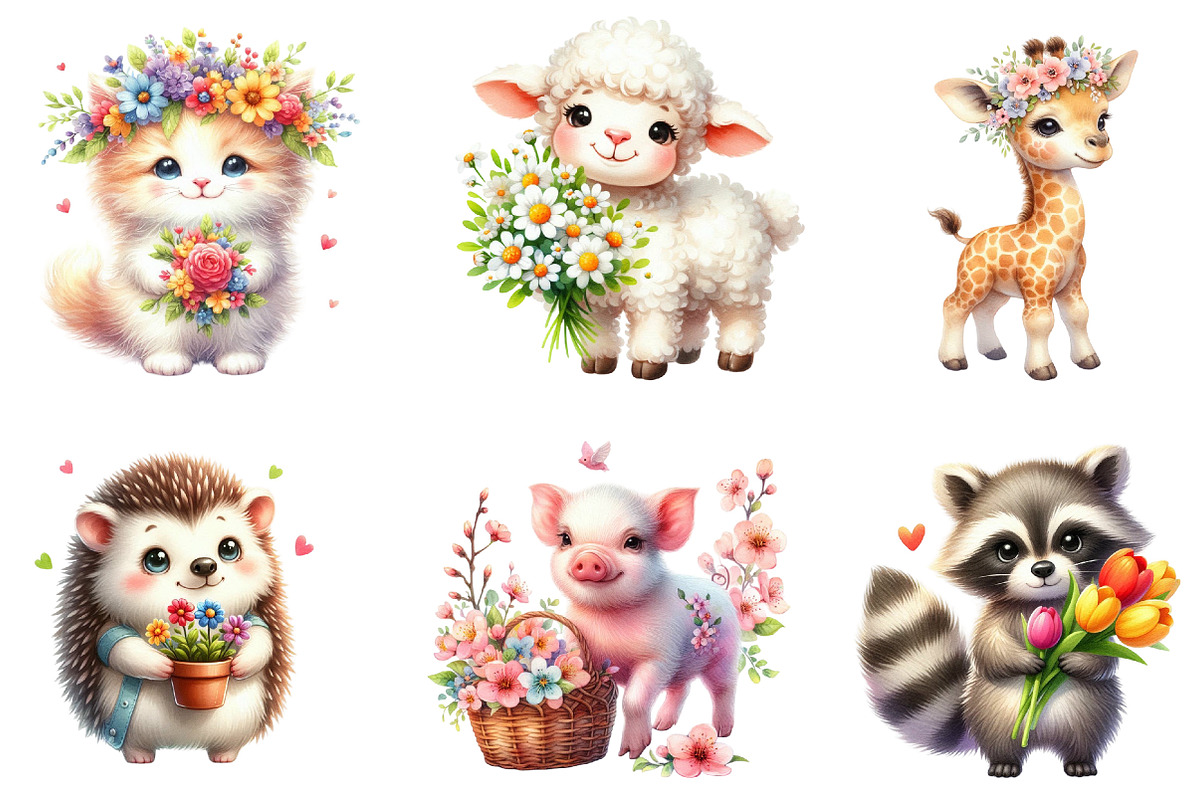 Watercolor Spring Animals Clipart, an Illustration by Dream Creation (Photo 4 of 7)