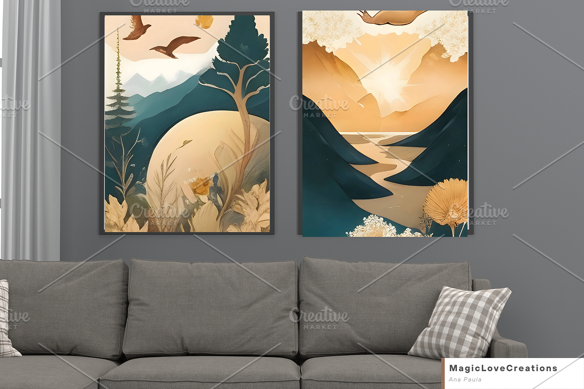 Boho Mountain Landscape Print Wall, a Poster Template by MagicLove Creations (Photo 3 of 8)