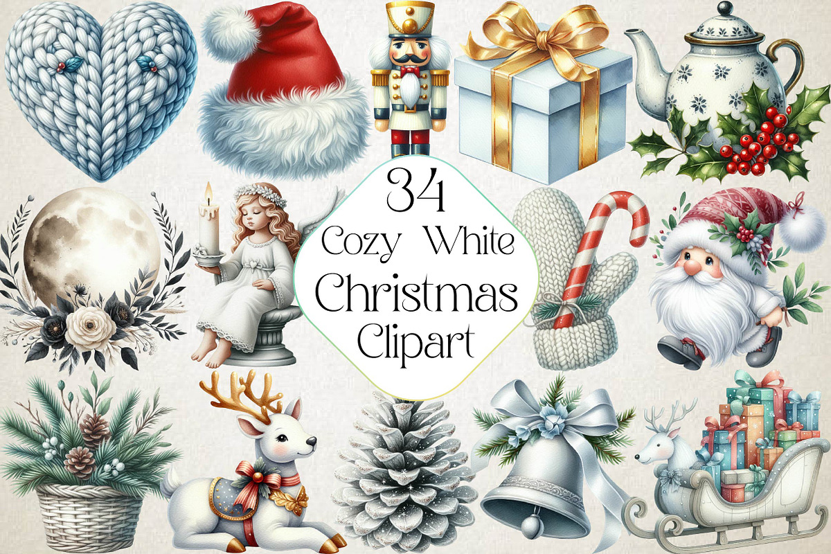 Cozy White Christmas Clipart, an Illustration by DreamPrint404 (Photo 1 of 5)