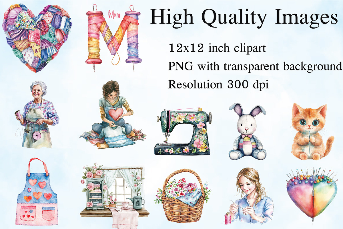 Mothers Day Sewing Clipart, an Illustration by Craft Nest (Photo 2 of 5)
