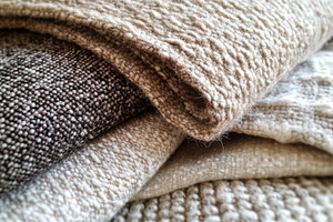 Stack of Cozy Neutral Textured Wool Blankets, an Abstract Photo by Natalia Klenova's Shop