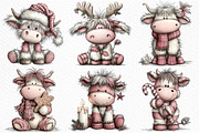 Christmas Highland Cow Clipart, an Illustration by Craft Nest (Thumbnail 3 of 6)