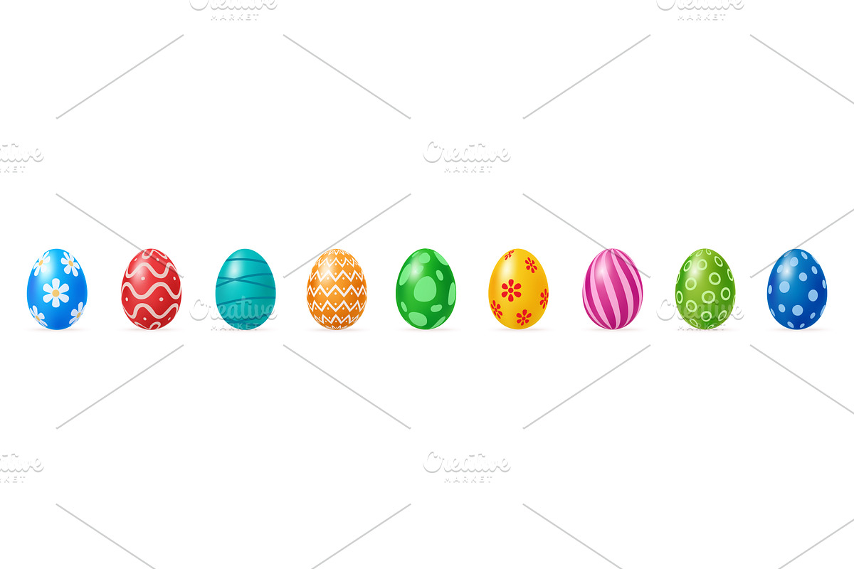 3d realistic Easter egg set., an Object Illustration by ModVector