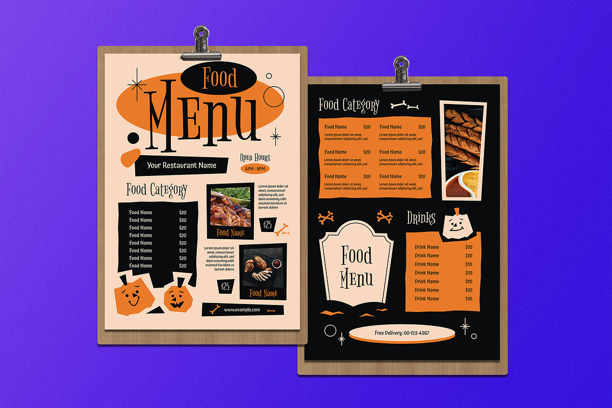 Orange Halloween Food Menu, a Flyer Template by Aiyari Graphic (Photo 1 of 3)