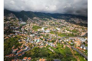Aerial drone view of Funchal town, an Architecture Photo by f9photos